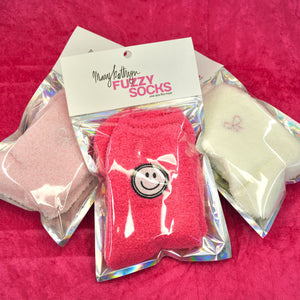 Mary Kathryn Design Apparel & Accessories Hot Pink Smiley Face Fuzzy Socks