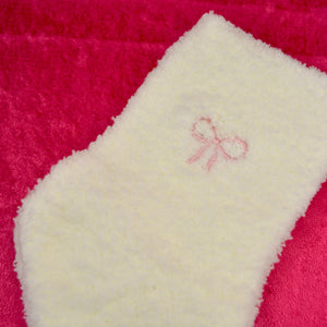 Mary Kathryn Design Apparel & Accessories White Ribbon Fuzzy Socks