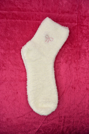 Mary Kathryn Design Apparel & Accessories White Ribbon Fuzzy Socks