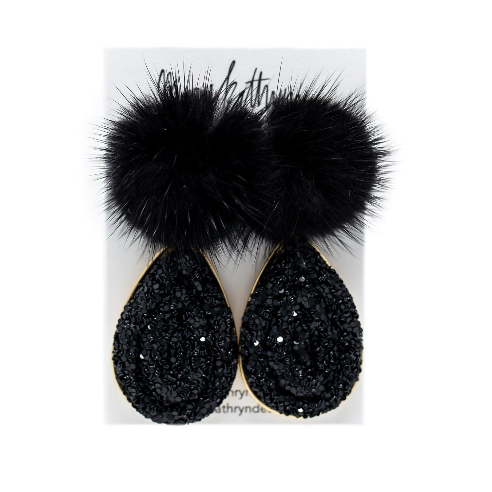 Mary Kathryn Design Earrings Black Lacey Puff Earrings