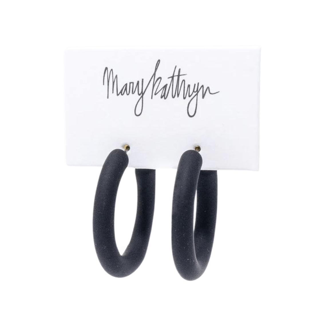 Mary Kathryn Design Earrings Black Rubberized Hoops