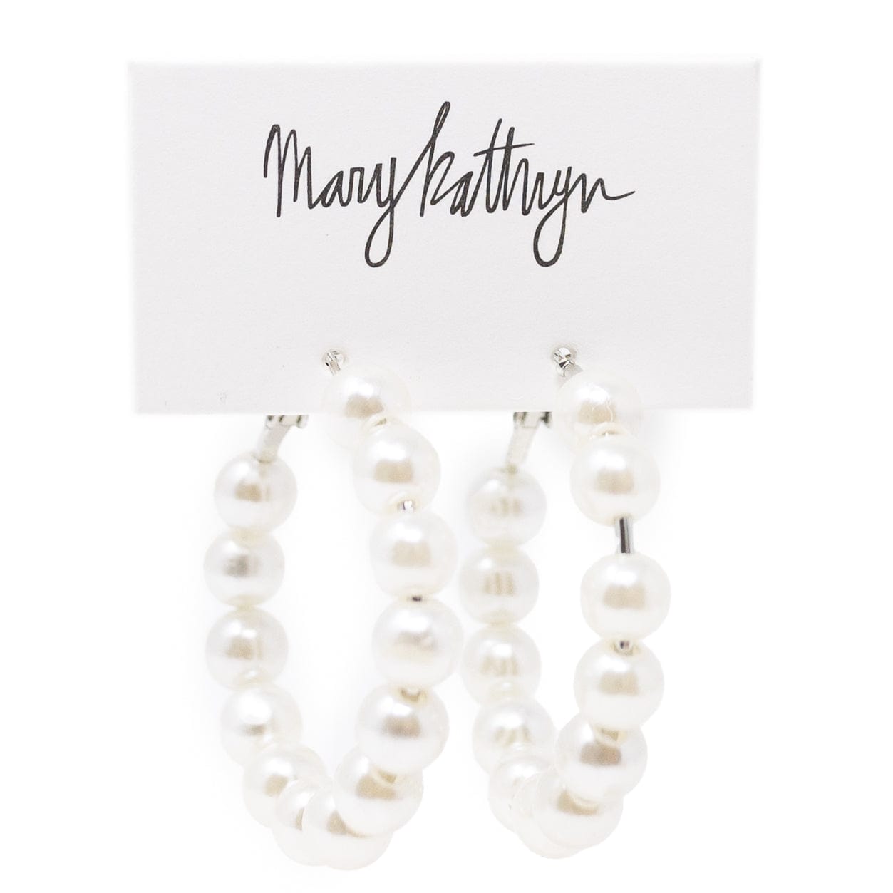 Mary Kathryn Design Earrings Faux Pearls Hoops