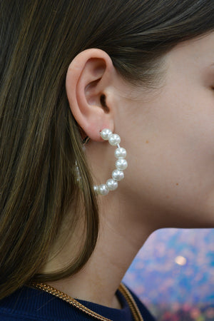 Mary Kathryn Design Earrings Faux Pearls Hoops