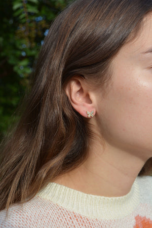Mary Kathryn Design Earrings Gold Rhinestone Flutter Studs