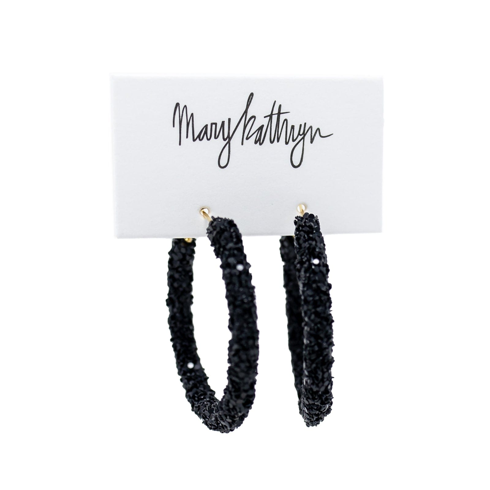 Mary Kathryn Design Earrings Medium (45mm) Black Glitter Hoops