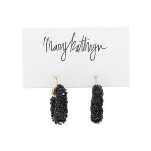 Mary Kathryn Design Earrings Mini (25mm) Black Glitter Hoops