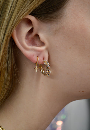 Mary Kathryn Design Earrings Rhinestone Cross Huggies
