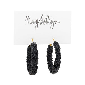 Mary Kathryn Design Earrings Small (35mm) Black Glitter Hoops