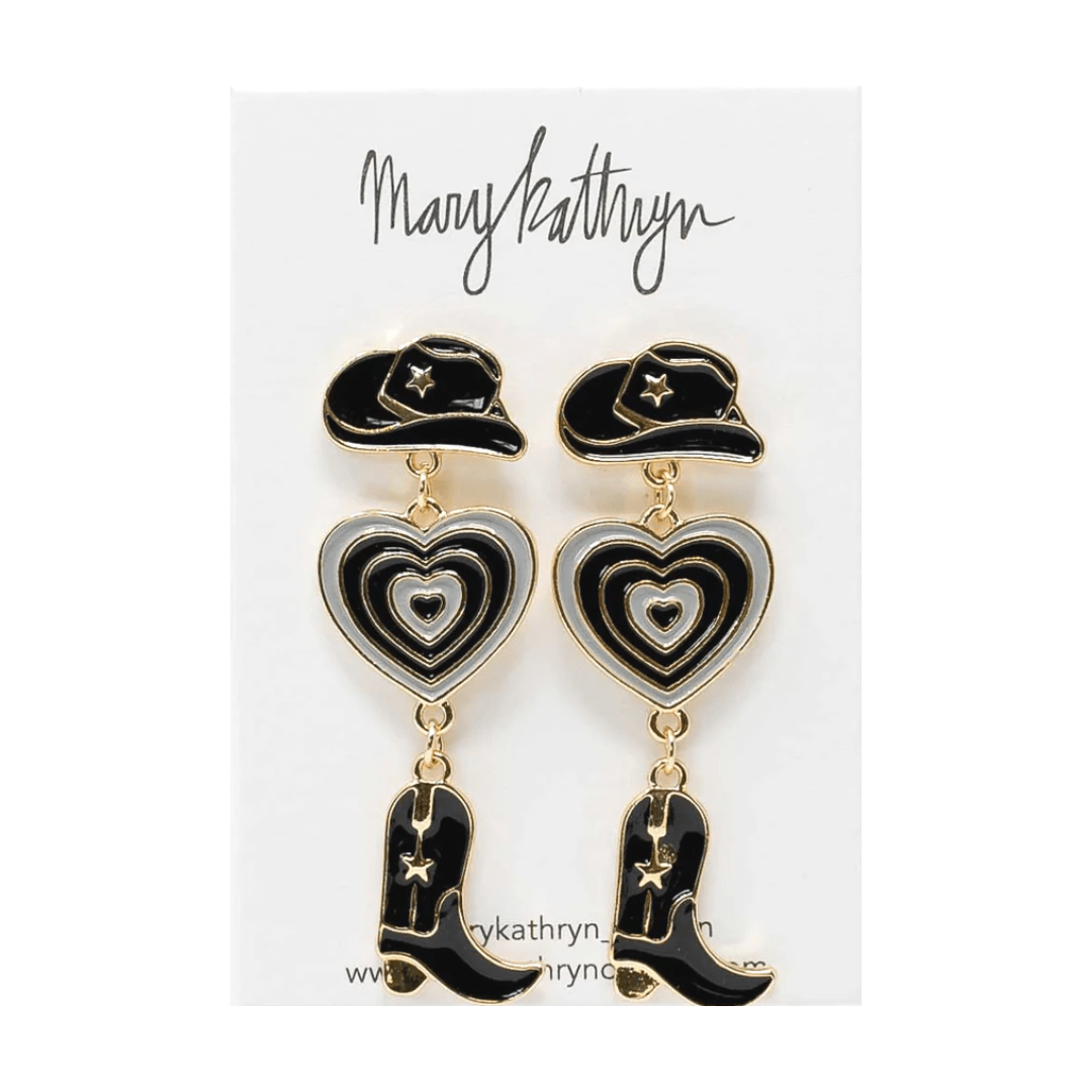 Mary Kathryn Design Jewelry Aldean Black Cowboy Boot Earrings