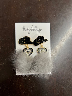 Mary Kathryn Design Jewelry Aldean Cowboy Hat Puff Earrings