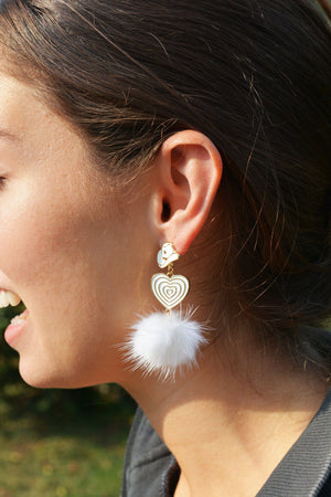 Mary Kathryn Design Jewelry Aldean White Cowboy Hat Puff Earrings