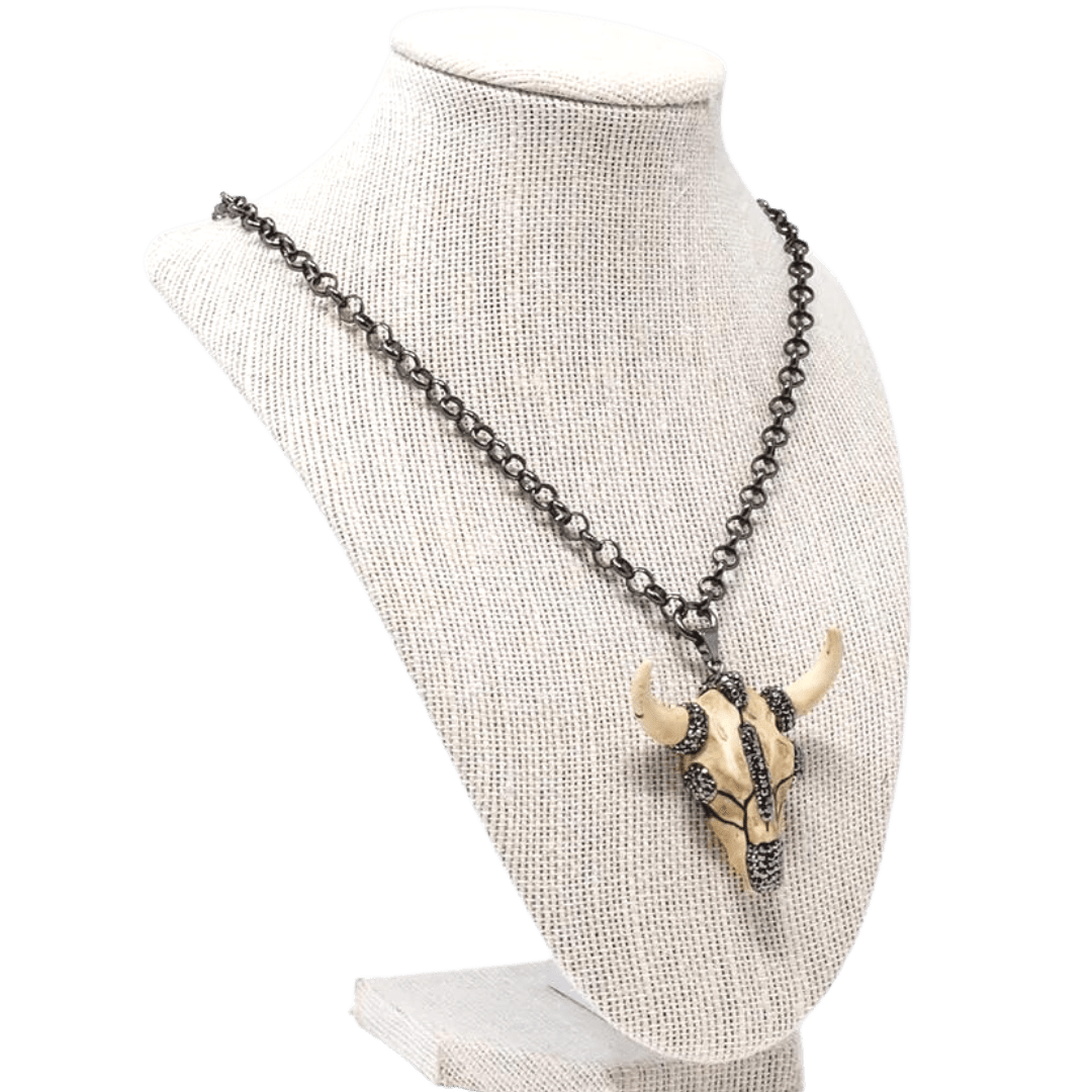 Mary Kathryn Design Jewelry Austyn Gunmetal Steerhead Necklace