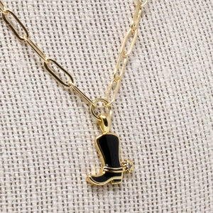 Mary Kathryn Design Jewelry Black Cowboy Boot Necklace