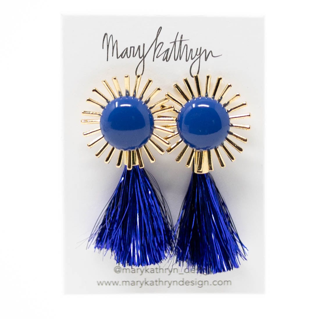 Mary Kathryn Design Jewelry Blue Metallic Starburst Tassel Earrings