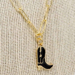 Mary Kathryn Design Jewelry Dierks Black Cowboy Boot Necklace