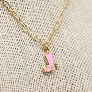Mary Kathryn Design Jewelry Light Pink Cowboy Boot Necklace