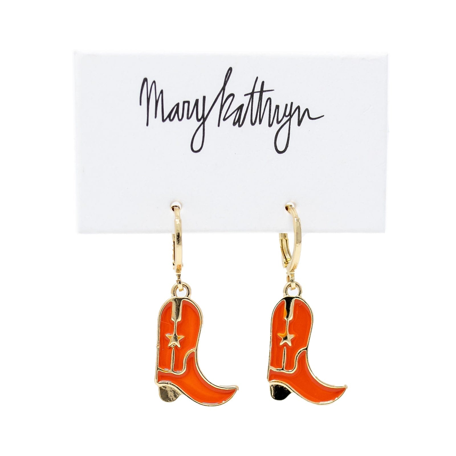 Mary Kathryn Design Jewelry Orange Cowboy Boot Huggies