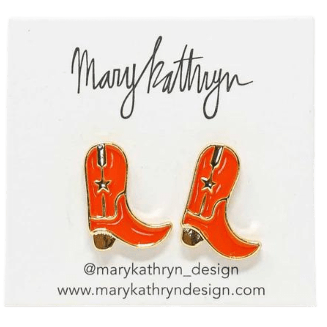 Mary Kathryn Design Jewelry Orange Cowboy Boot Studs
