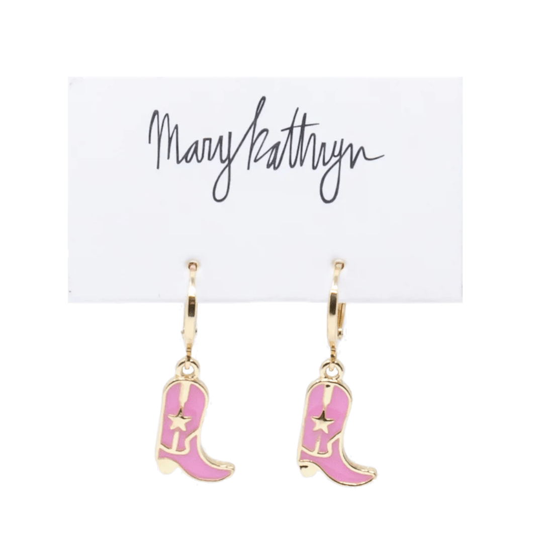 Mary Kathryn Design Jewelry Pink Cowboy Boot Huggies