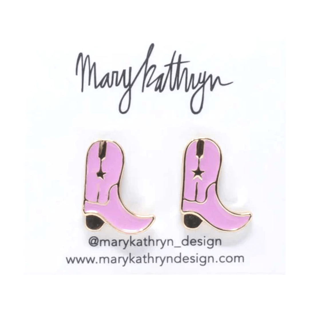 Mary Kathryn Design Jewelry Pink Cowboy Boot Studs