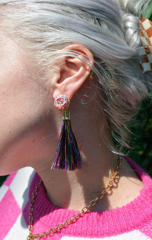 Mary Kathryn Design Jewelry Rainbow Metallic Tassel Earrings