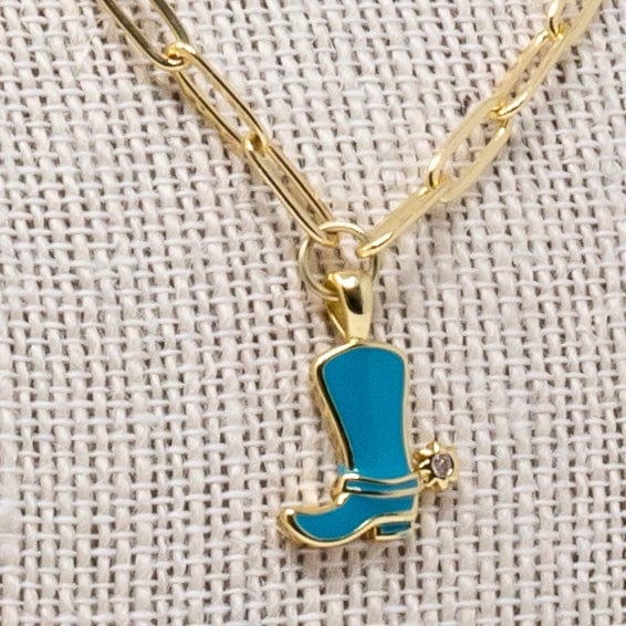 Mary Kathryn Design Jewelry Teal Cowboy Boot Necklace