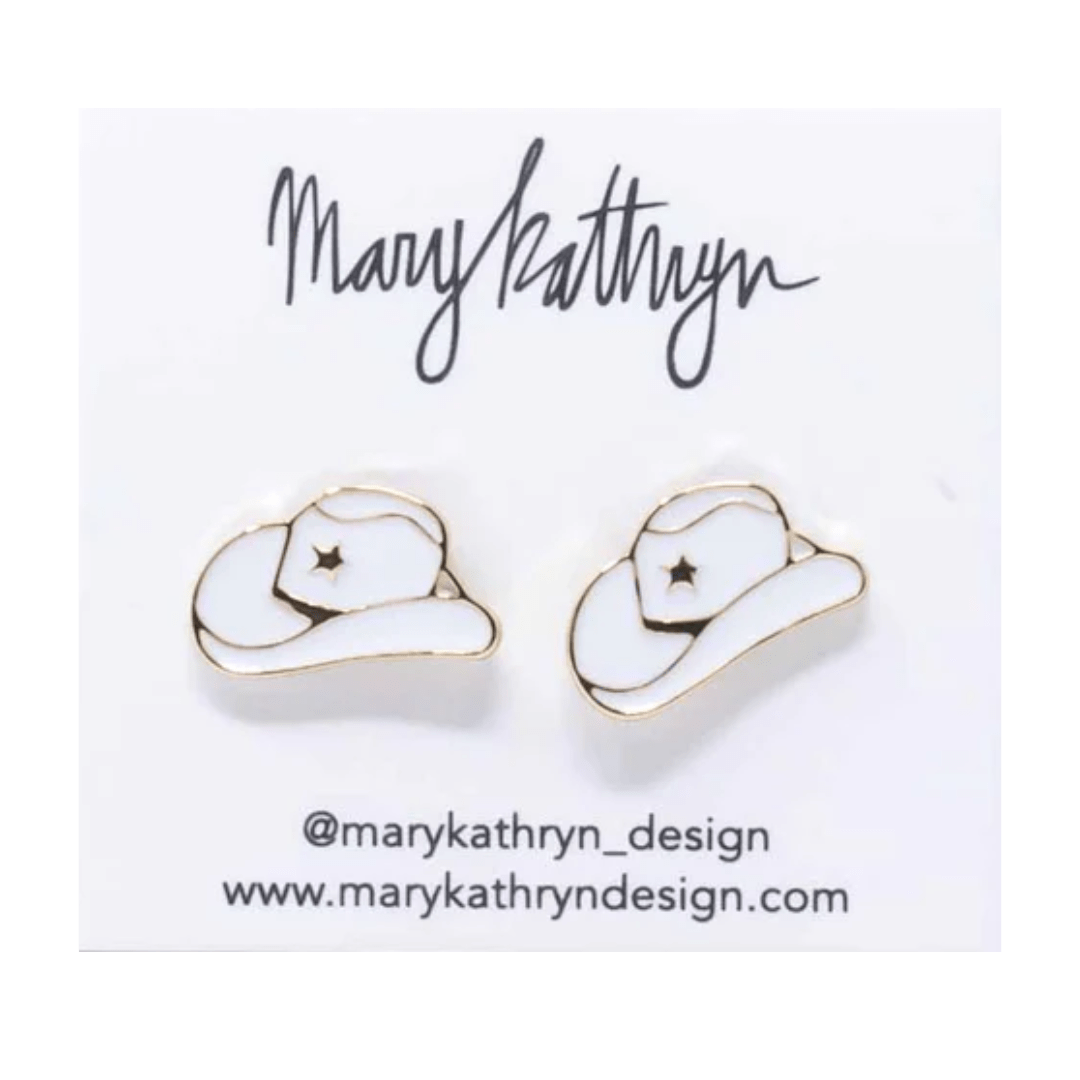 Mary Kathryn Design Jewelry White Cowboy Hat Studs