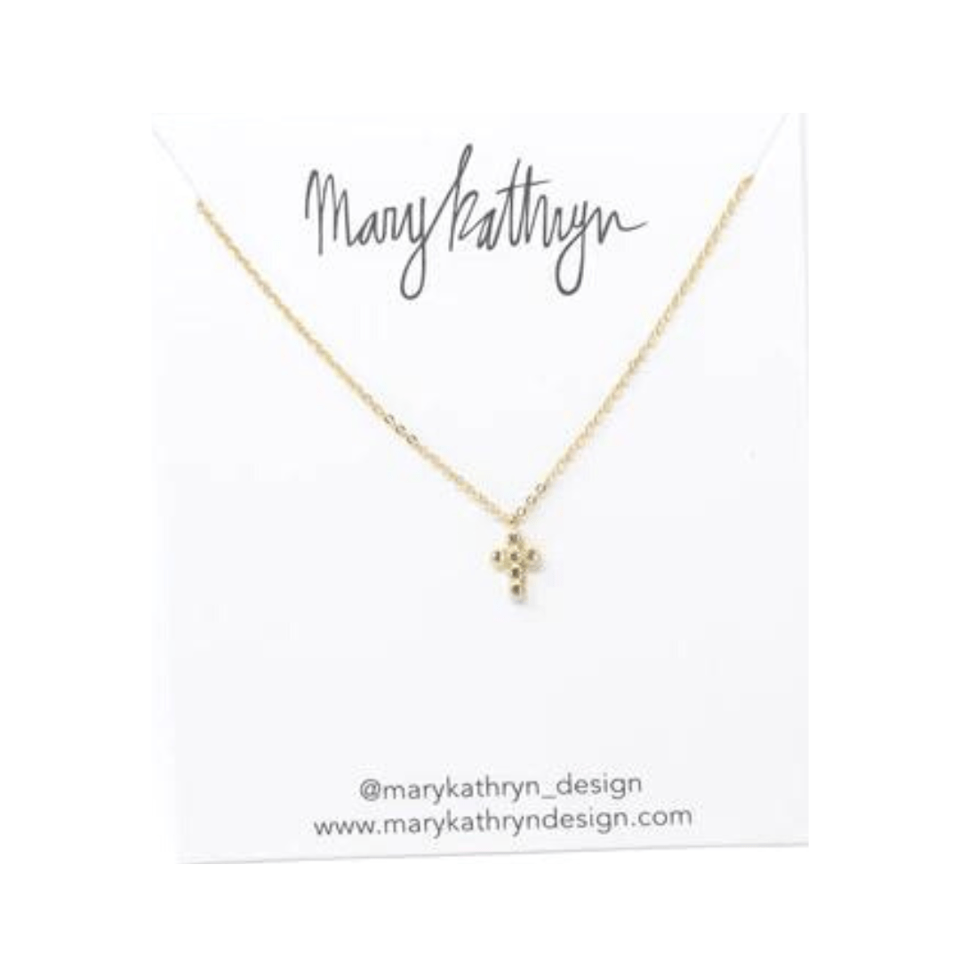 Mary Kathryn Design Necklace Bezel CZ Gold Cross Necklace