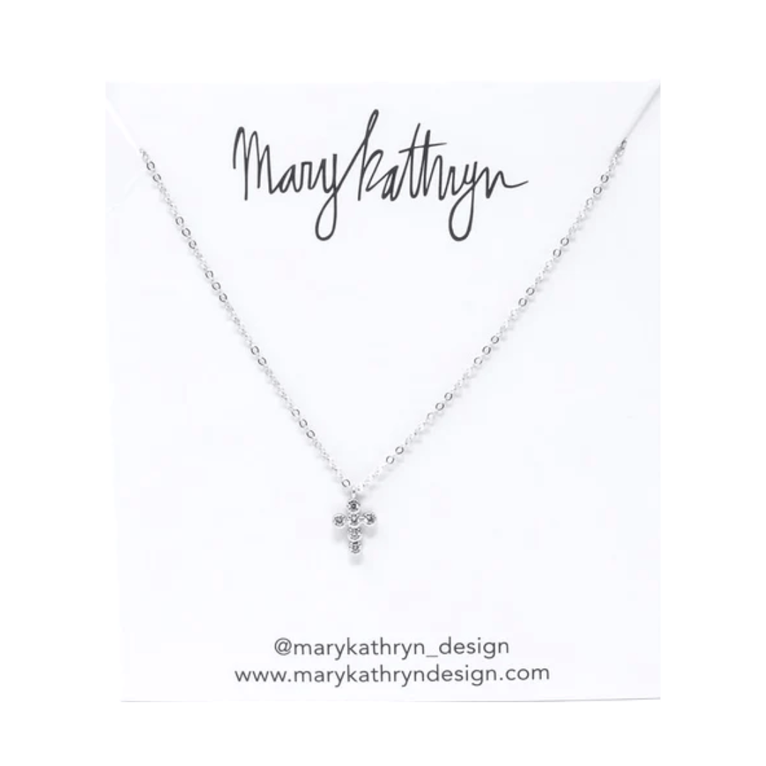 Mary Kathryn Design Necklace Bezel CZ Silver Cross Necklace