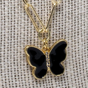 Mary Kathryn Design Necklace Black Butterfly Necklace