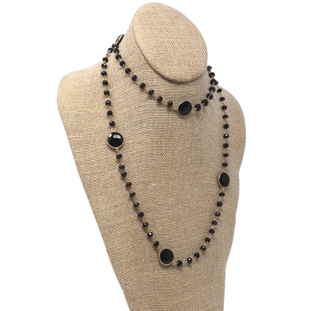 Mary Kathryn Design Necklace Black Spinel Long Faceted Necklace