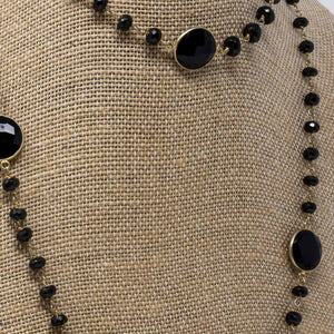 Mary Kathryn Design Necklace Black Spinel Long Faceted Necklace