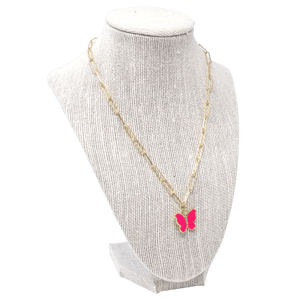 Mary Kathryn Design Necklace Hot Pink Butterfly Necklace