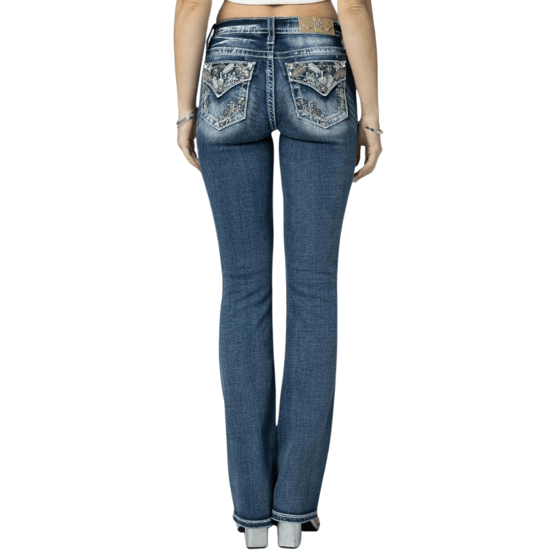 Miss Me Jeans Miss Me Women's Champagne Leaves Mid Rise Bootcut Jeans M9179B