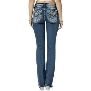Miss Me Jeans Miss Me Women's Champagne Leaves Mid Rise Bootcut Jeans M9179B