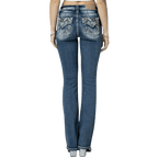 Miss Me Jeans Miss Me Women's Champagne Leaves Mid Rise Bootcut Jeans M9179BV