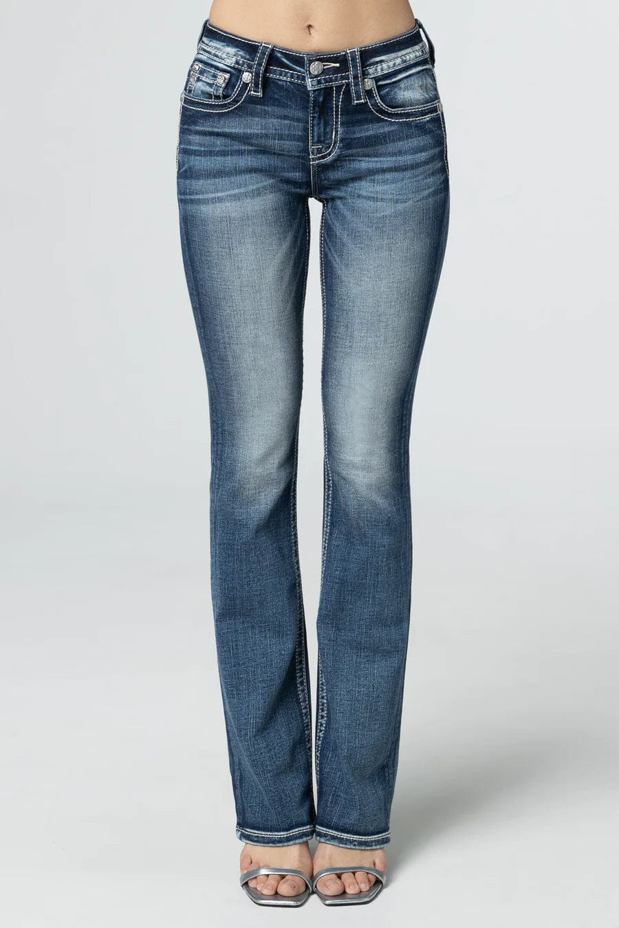 Miss Me Jeans Miss Me Women's Champagne Leaves Mid Rise Bootcut Jeans M9179BV