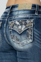 Miss Me Jeans Miss Me Women's Champagne Leaves Mid Rise Bootcut Jeans M9179BV