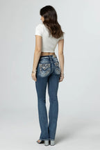 Miss Me Jeans Miss Me Women's Champagne Leaves Mid Rise Bootcut Jeans M9179BV