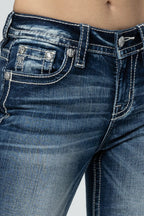 Miss Me Jeans Miss Me Women's Champagne Leaves Mid Rise Bootcut Jeans M9179BV