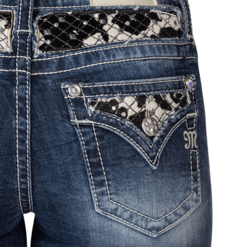 Miss Me Women s Cow Print Mid Rise Bootcut Jeans M3976B3