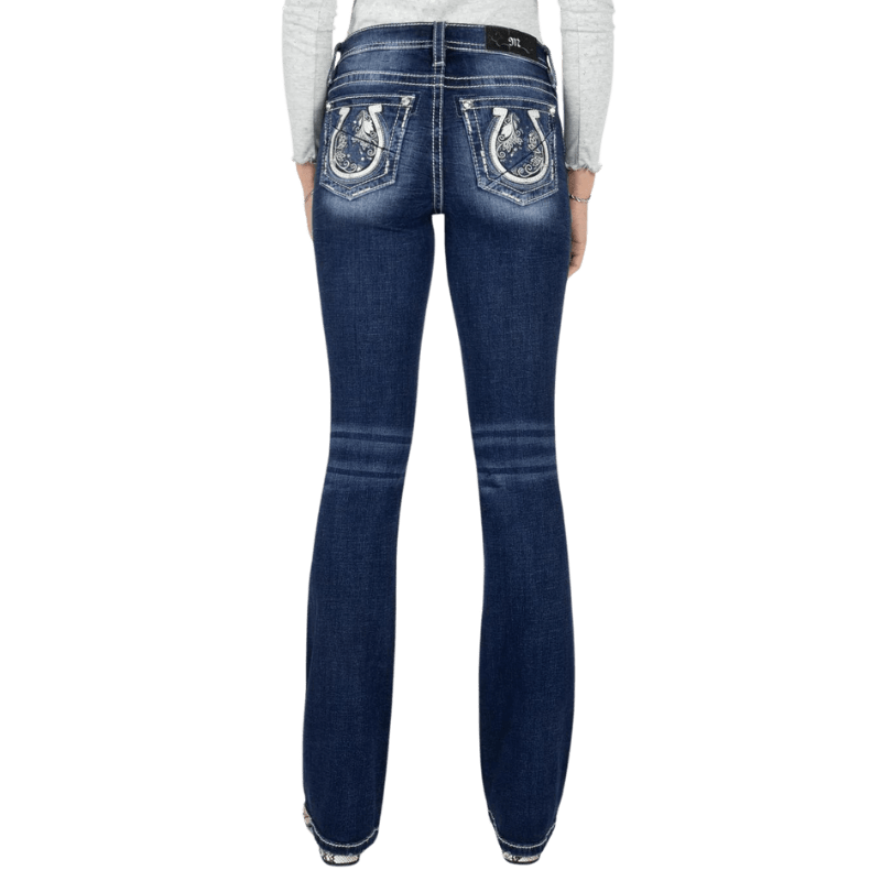 Miss Me Jeans Miss Me Women's Floral Swirl Horseshoe Bootcut Jeans M9183BV
