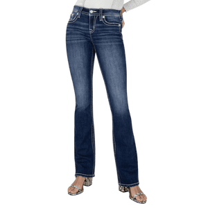 Miss Me Jeans Miss Me Women's Floral Swirl Horseshoe Bootcut Jeans M9183BV