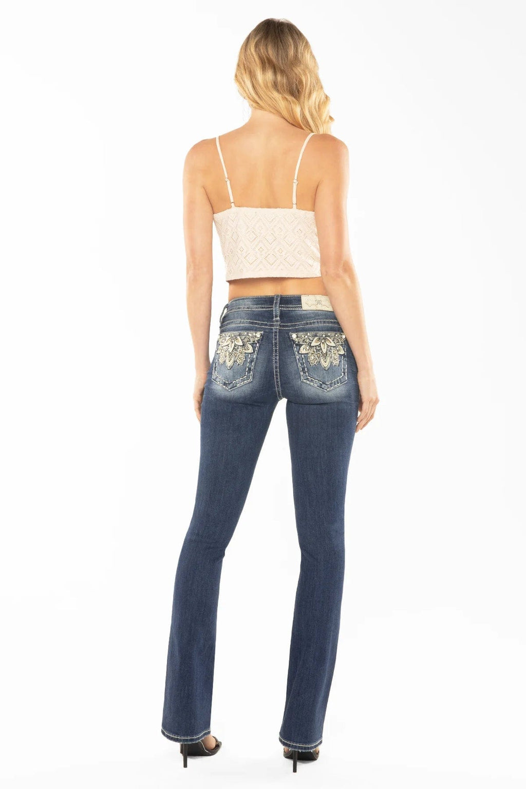 Miss Me Jeans Miss Me Women's Metallic Floral Mid Rise Bootcut Jeans M9223BV