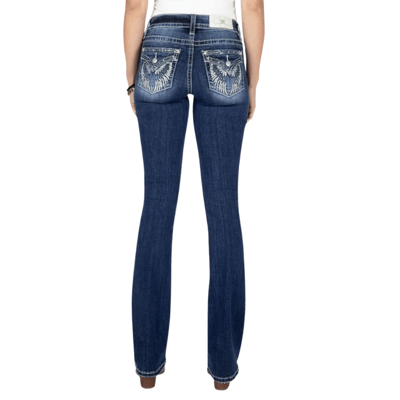 Miss Me Jeans Miss Me Women's Raised Silver Wings Mid Rise Bootcut Jeans M5082B145