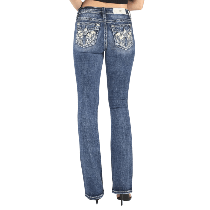Miss Me Jeans Miss Me Women's Simple Metallic Wings Mid Rise Bootcut Jeans M5082B154V