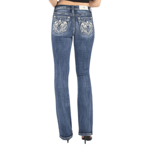 Miss Me Jeans Miss Me Women's Simple Metallic Wings Mid Rise Bootcut Jeans M5082B154V