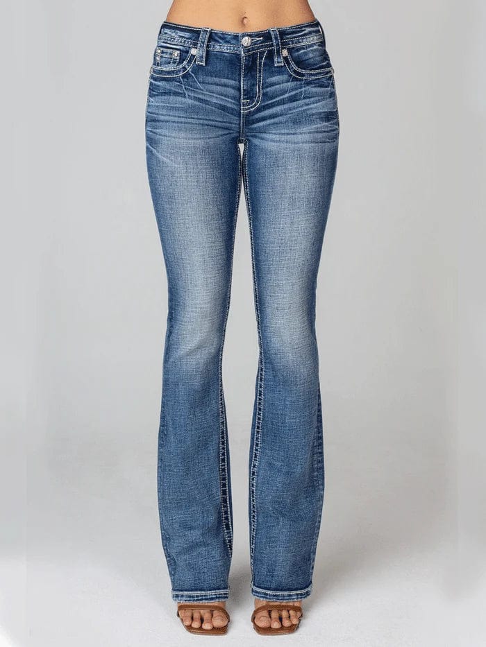 Miss Me Jeans Miss Me Women's Tribal Horseshoe Mid Rise Bootcut Jeans M9198B