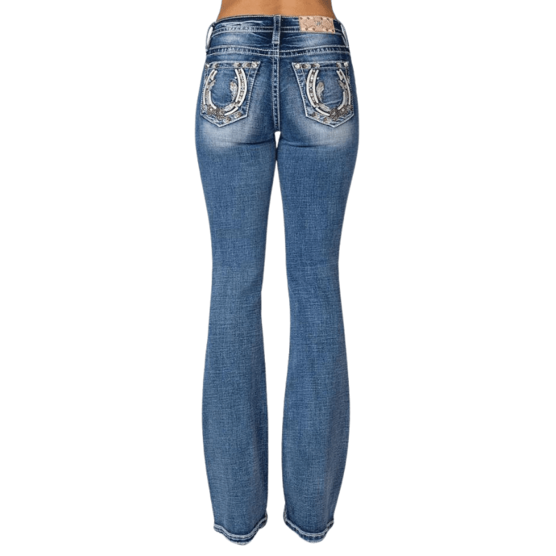 Miss Me Jeans Miss Me Women's Tribal Horseshoe Mid Rise Bootcut Jeans M9198B