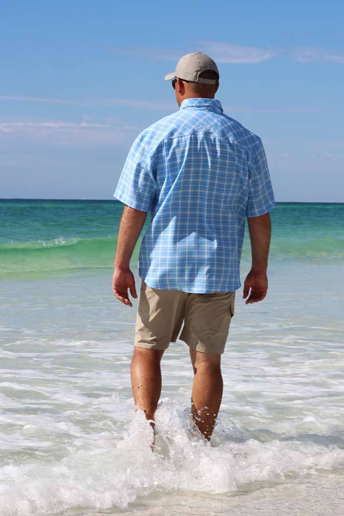 Mojo Sportswear Company Shirts Heron Blue / S Coastal Plaid Short Sleeve